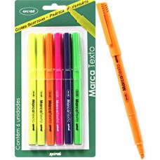 Pincel marca texto c/6 canetas - 5 cores 6 UN